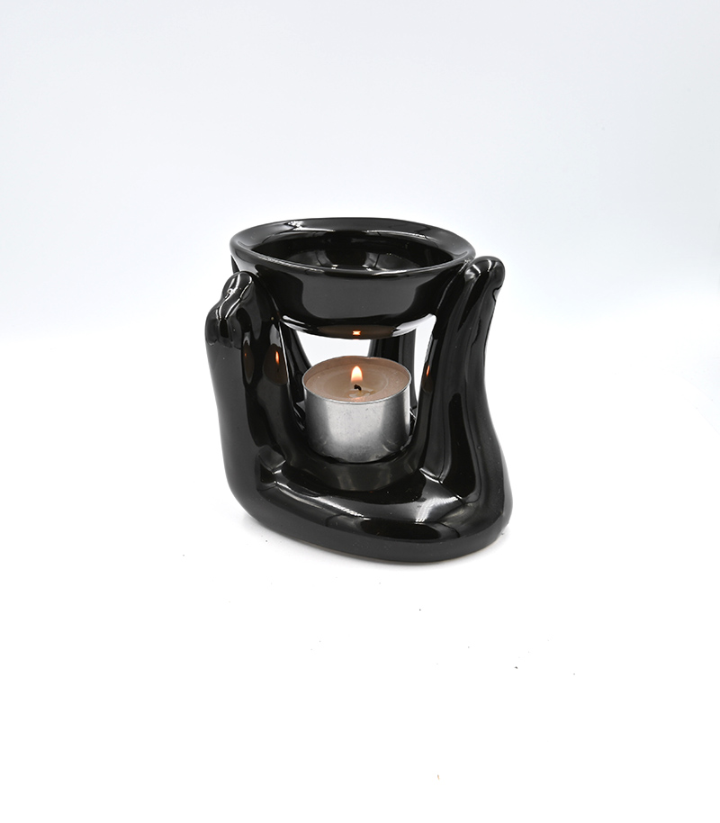 Black Ceramic Helping Hand Oil Burner